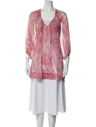 Pre-owned Calypso St Barth Silk Printed Tunic In Pink