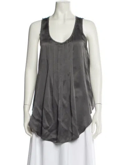 Pre-owned Calypso St Barth Silk Scoop Neck Top In Gray