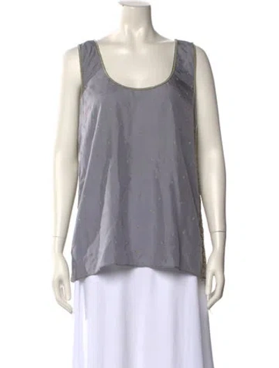 Pre-owned Calypso St Barth Silk Scoop Neck Top In Gray