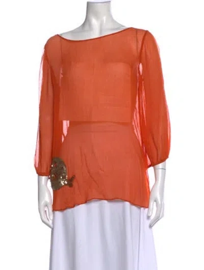 Pre-owned Calypso St Barth Silk Scoop Neck Top In Orange