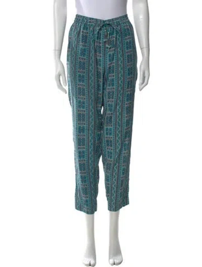 Pre-owned Calypso St Barth Silk Straight Leg Pants In Blue