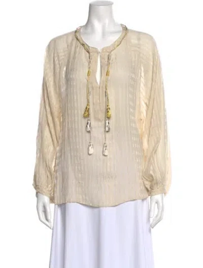 Pre-owned Calypso St Barth Silk Striped Blouse In Neutral