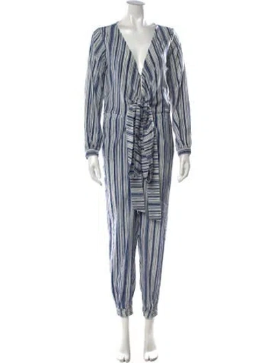 Pre-owned Calypso St Barth Silk Striped Jumpsuit In Blue