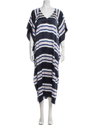 Pre-owned Calypso St Barth Silk Striped Nightgown In Blue