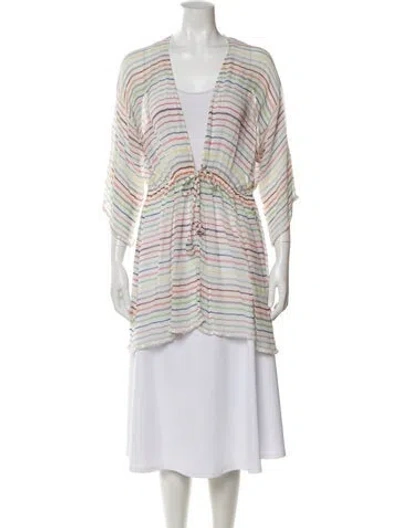 Pre-owned Calypso St Barth Silk Striped Top In White
