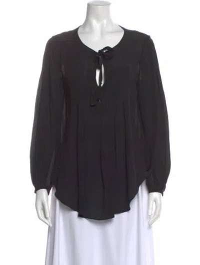 Pre-owned Calypso St Barth Silk Tie Neck Blouse In Black