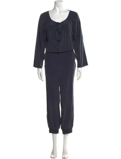 Pre-owned Calypso St Barth Silk Tie Neck Jumpsuit In Blue