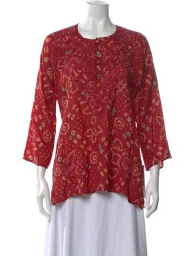 Pre-owned Calypso St Barth Silk Tie-dye Print Top In Red