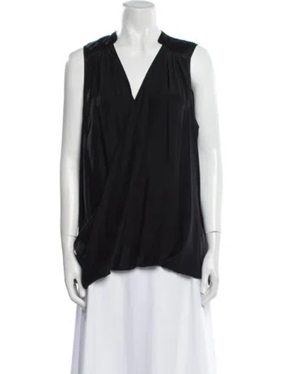 Pre-owned Calypso St Barth Silk V-neck Blouse In Black