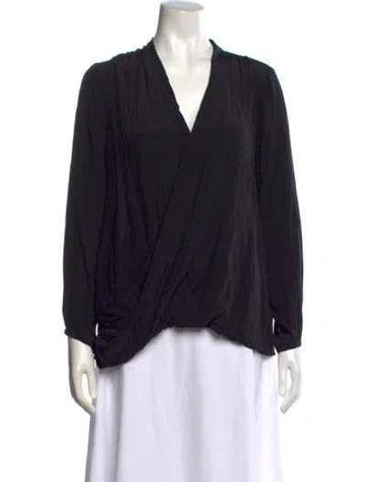Pre-owned Calypso St Barth Silk V-neck Blouse In Black