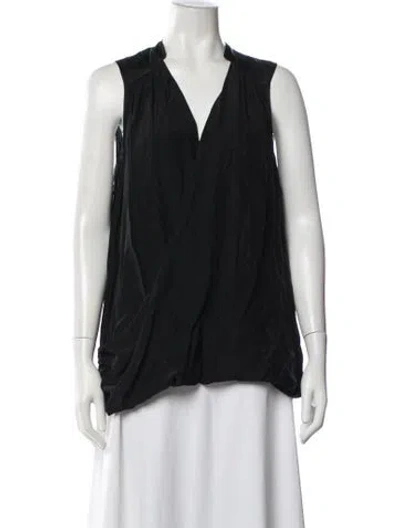Pre-owned Calypso St Barth Silk V-neck Blouse In Black