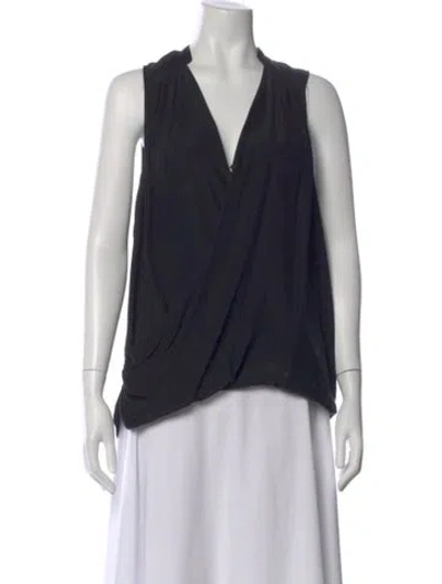 Pre-owned Calypso St Barth Silk V-neck Blouse In Blue