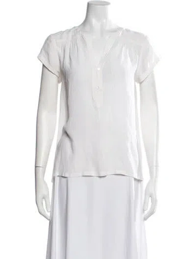 Pre-owned Calypso St Barth Silk V-neck Blouse In Neutrals
