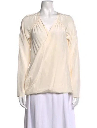 Pre-owned Calypso St Barth Silk V-neck Blouse In Neutrals