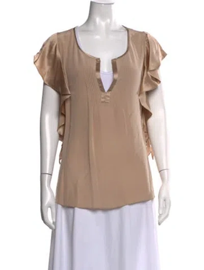 Pre-owned Calypso St Barth Silk V-neck Blouse In Neutrals