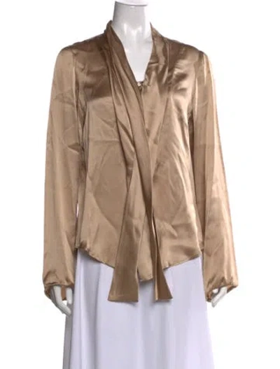 Pre-owned Calypso St Barth Silk V-neck Blouse In Neutrals