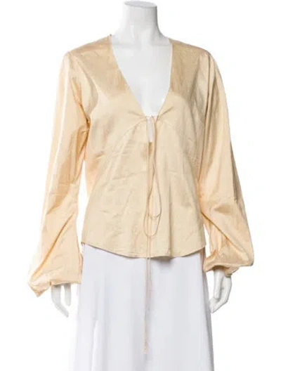 Pre-owned Calypso St Barth Silk V-neck Blouse In Yellow