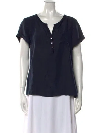 Pre-owned Calypso St Barth Silk V-neck Top In Blue