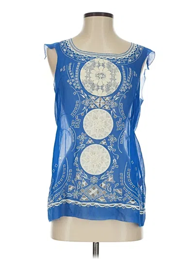 Pre-owned Calypso St Barth Sleeveless Silk Top Blue Scoop Neck Tops