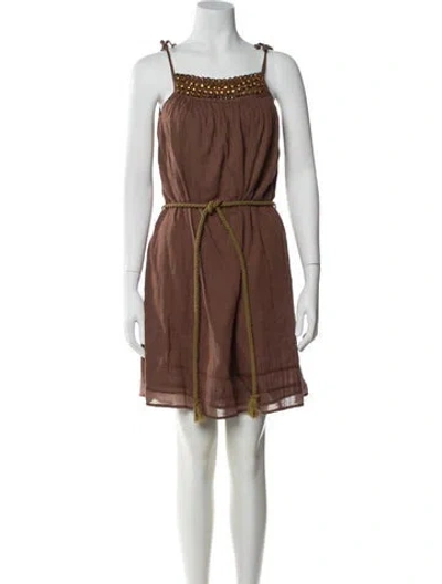 Pre-owned Calypso St Barth Square Neckline Mini Dress In Brown