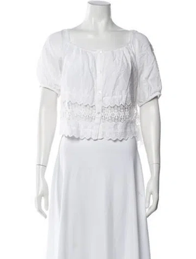 Pre-owned Calypso St Barth Square Neckline Short Sleeve Crop Top In White