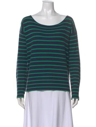 Pre-owned Calypso St Barth Striped Bateau Neckline Top In Blue