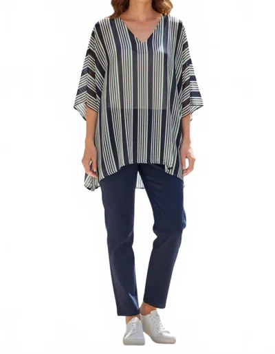 Calypso St Barth Striped Chiffon Kaftan Top In Blue
