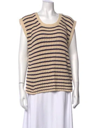 Pre-owned Calypso St Barth Striped Crew Neck Sweater In Neutral