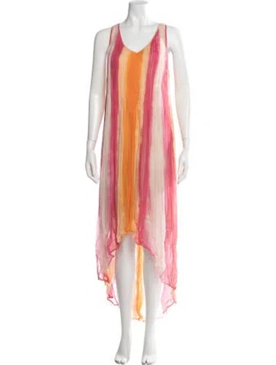 Pre-owned Calypso St Barth Striped Long Dress In Pink