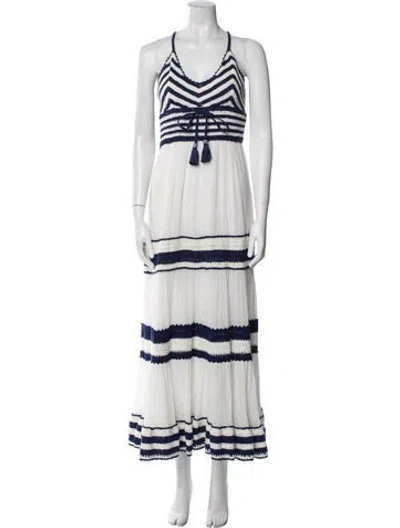 Pre-owned Calypso St Barth Striped Long Dress In White