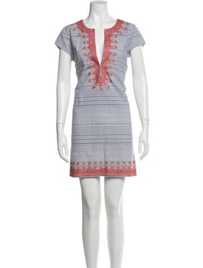 Pre-owned Calypso St Barth Striped Mini Dress In Blue