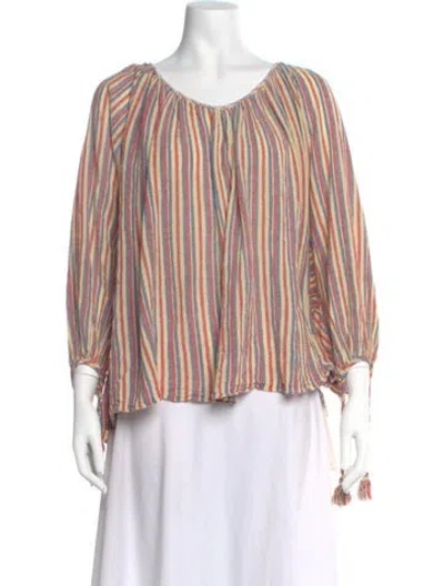 Pre-owned Calypso St Barth Striped Scoop Neck Blouse In Multi
