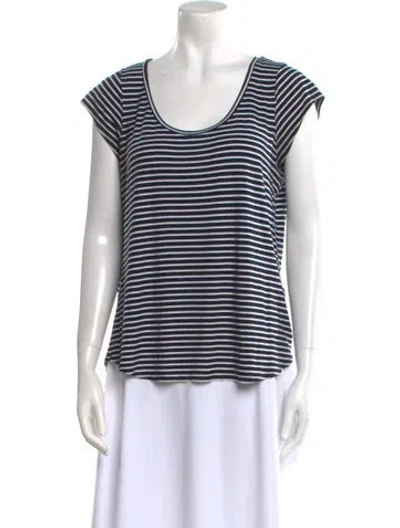 Pre-owned Calypso St Barth Striped Scoop Neck T-shirt In Blue
