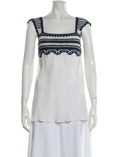 Pre-owned Calypso St Barth Striped Square Neckline Top In White