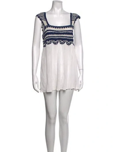 Pre-owned Calypso St Barth Striped Square Neckline Tunic W/ Tags In Black