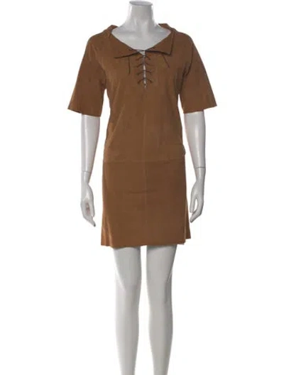 Pre-owned Calypso St Barth Suede Mini Dress In Brown