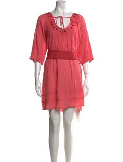 Pre-owned Calypso St Barth Tie Neck Mini Dress In Pink