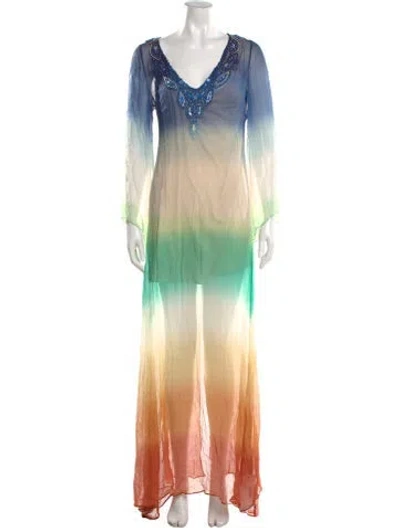 Pre-owned Calypso St Barth Tie-dye Print Long Dress In Blue