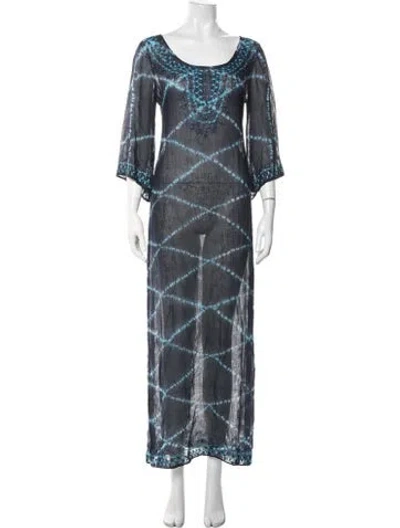 Pre-owned Calypso St Barth Tie-dye Print Long Dress In Blue