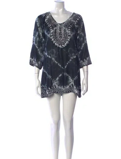 Pre-owned Calypso St Barth Tie-dye Print Mini Dress In Blue