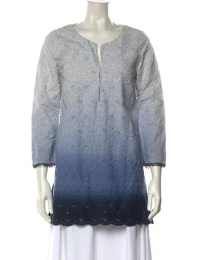 Pre-owned Calypso St Barth Tie-dye Print V-neck Tunic In Blue