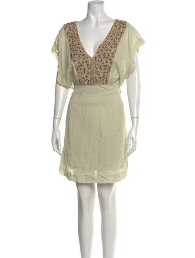 Pre-owned Calypso St Barth V-neck Knee-length Dress In Green