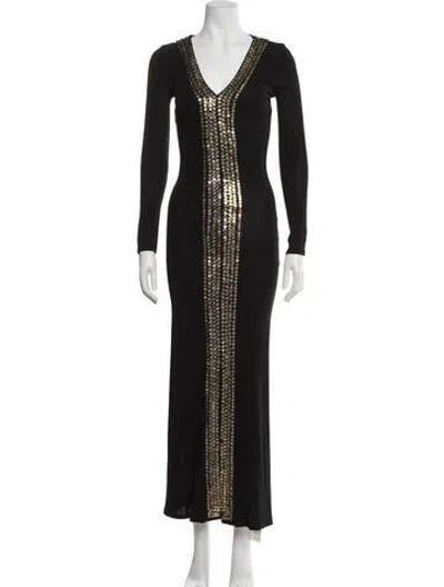 Pre-owned Calypso St Barth V-neck Long Dress In Black