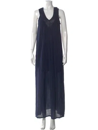 Pre-owned Calypso St Barth V-neck Long Dress In Blue