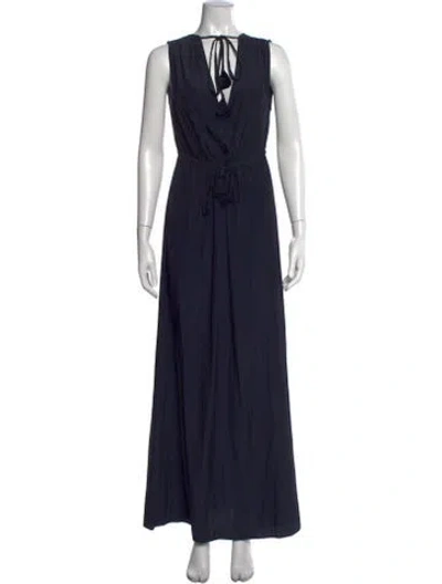 Pre-owned Calypso St Barth V-neck Long Dress In Blue