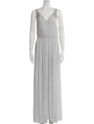 Pre-owned Calypso St Barth V-neck Long Dress In Gray
