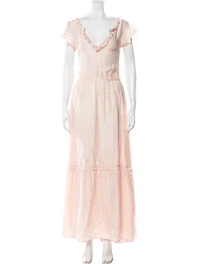 Pre-owned Calypso St Barth V-neck Long Dress In Pink