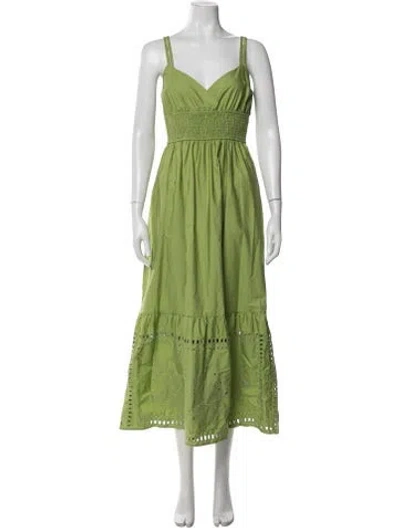Pre-owned Calypso St Barth V-neck Long Dress W/ Tags In Green