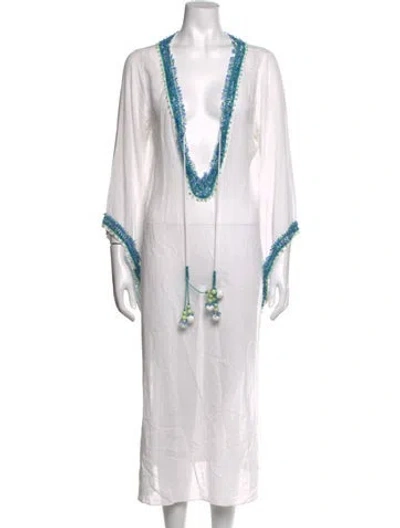 Pre-owned Calypso St Barth V-neck Long Dress In White