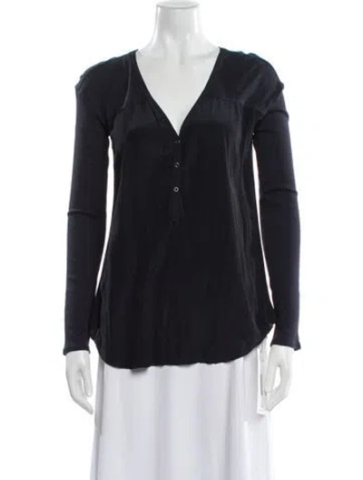 Pre-owned Calypso St Barth V-neck Long Sleeve Blouse In Blue
